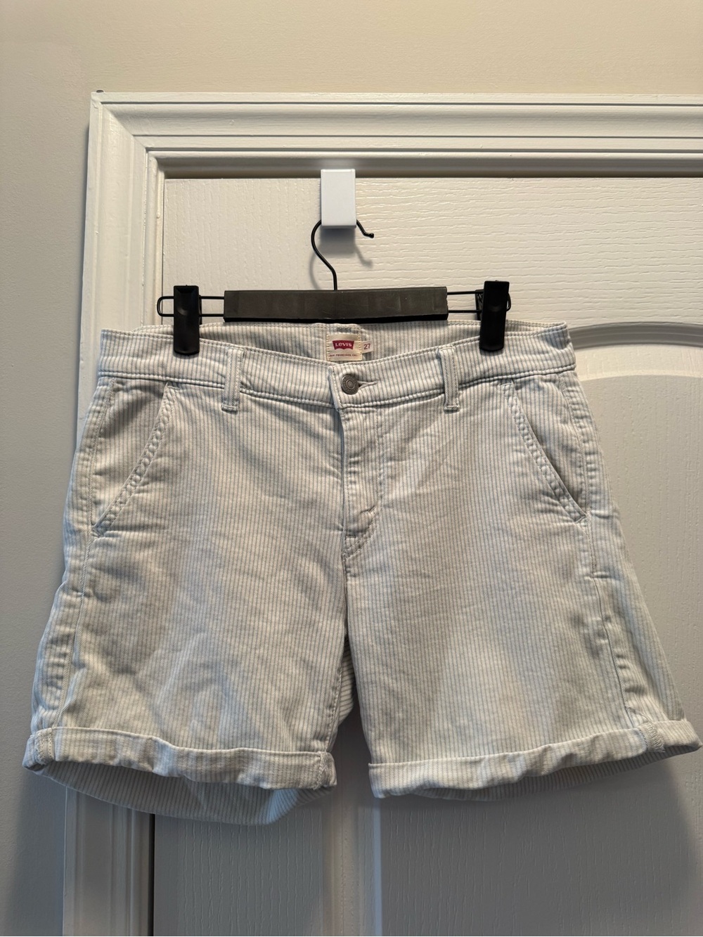 Levi's Light Blue Pinstripe Cotton Shorts